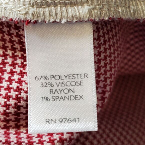 J Jill Women's Size 10 NWT Cropped Wide Leg Trouser Pants Red White Houndstooth - Picture 6 of 8